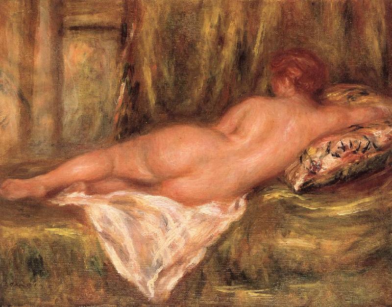 Pierre Auguste Renoir reclinig nude rear ciew oil painting image